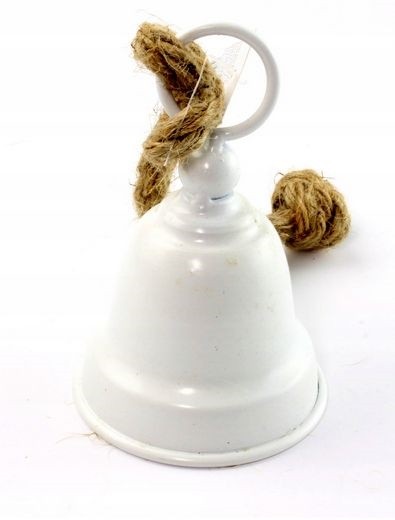 Závěsný kovový zvonek - bílý 11cm - Dekorace a domácnost Dekorace Vánoce a Silvestr